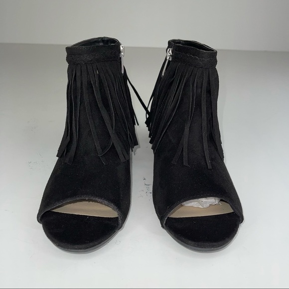 Sam Edelman Kelly Fringe Black Peep Toe Wedge 5 - Picture 5 of 15